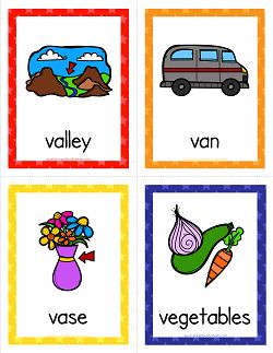 Things that Start with V Cards - Alphabet Printables Science Worksheets For Kindergarten, Alphabet Word Wall Cards, Preschool Alphabet Printables, Sound Pictures, Alphabet Word Wall, Jolly Phonics Activities, Alphabet Flash Cards Printable, Alphabet Letters Images, Letter Flashcards