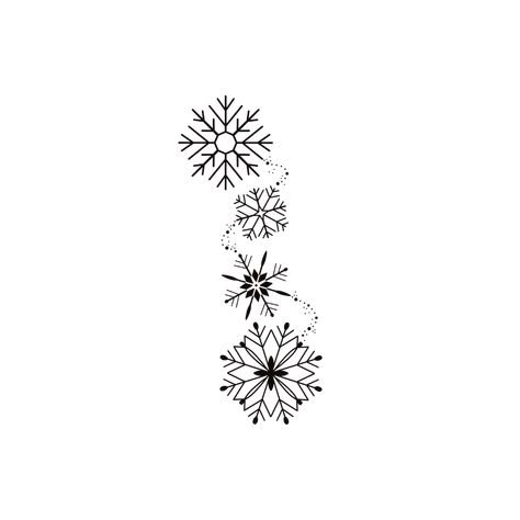 The Snowflake tattoo symbolizes ephemeral perfection. Each snowflake, with its intricate geometric patterns, reminds us that every moment and every being is unique. This poetic motif invites us to celebrate the singularity of life and the purity of new beginnings, enveloped in the peaceful silence of winter. With this tattoo, you can stand out with an elegant and original design of falling snowflakes dancing in the winter sky. Snowflake Swirl Tattoo, Christmas Inspired Tattoos, Simple Snowflake Tattoo, Christmas Flash Tattoo, Snowflake Tattoo Design, Winter Tattoo Ideas, Winter Tattoos, Small Snowflake Tattoo, Snowflake Tattoos