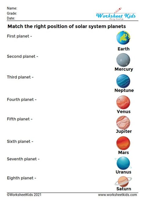 Solar System Quiz Worksheet, Order Of Planets Solar System, Planets Free Printables Solar System, Worksheet On Solar System, Planets Worksheet Free Printable, Science Quiz For Grade 1, Gk For Grade 1, Create Your Own Planet Worksheet, Solar System Worksheets For Grade 3