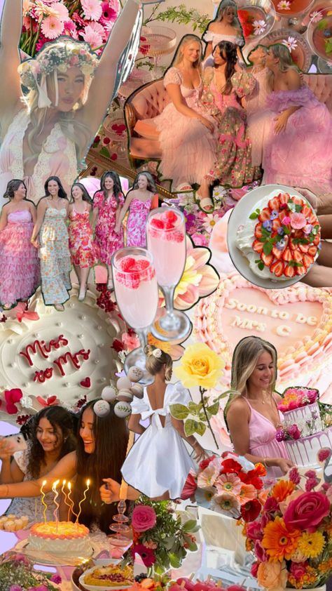 Bachelorette / hen party theme ideas 2025/ 2026 Pink Bachelorette Party Aesthetic, Bachelorette Party Vintage, Floral Hens Party Theme, Non Alcoholic Bachelorette Party, Hen Do Aesthetic, Hen Party Aesthetic, Bacherlotte Theme Nights, Tea Party Bachelorette Ideas, Bachelorette Party Dress Up Themes