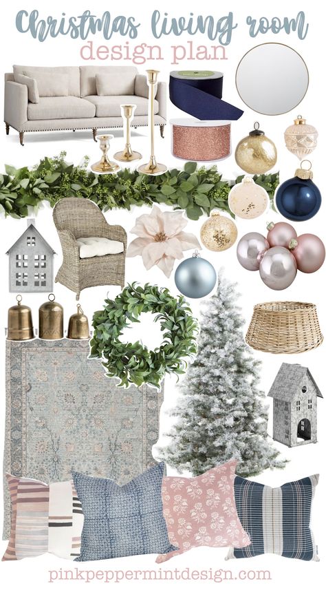 blush, navy, and gold christmas decorating ideas Navy And Blush Christmas Decor, Pink Blue Gold Christmas Decor, Navy Blush Christmas Tree, Blue And Rose Gold Christmas Decor, Blush And Blue Christmas Decor, Christmas Decor Pink And Blue, Pink And Navy Christmas Decor, Blush And Navy Christmas Tree, Rose Gold And Navy Christmas Tree