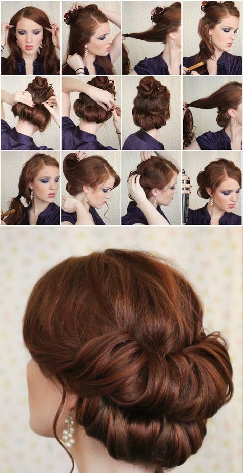 Vintage Updo, Victorian Hairstyles, Short Hair Lengths, Bangs Curly, Long Hair Updo, Hair Bangs, Fancy Hairstyles, Hoco Hair, Formal Hairstyles