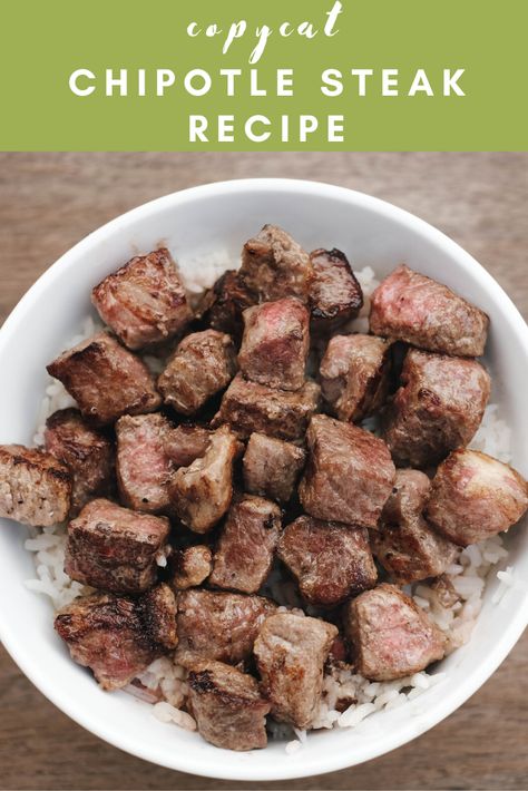 Copycat Chipotle Burrito Bowl Steak, Chipotle Copycat Recipes Bowls Steak, Chipotle Steak Recipe Copycat, Chipotle Copycat Steak Recipes, Copycat Chipotle Steak Bowl, Homemade Chipotle Bowl Steak, Chipotle Steak Copycat Recipes, Sirloin Steak Tacos Recipes, Steak Bowls Chipotle