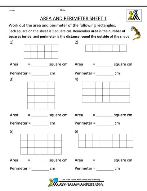 Area And Perimeter Worksheets, Teaching Measurement, Volume Worksheets, Area Worksheets, Area Perimeter, Perimeter Worksheets, Maths Area, 3rd Grade Math Worksheets, Geometry Worksheets