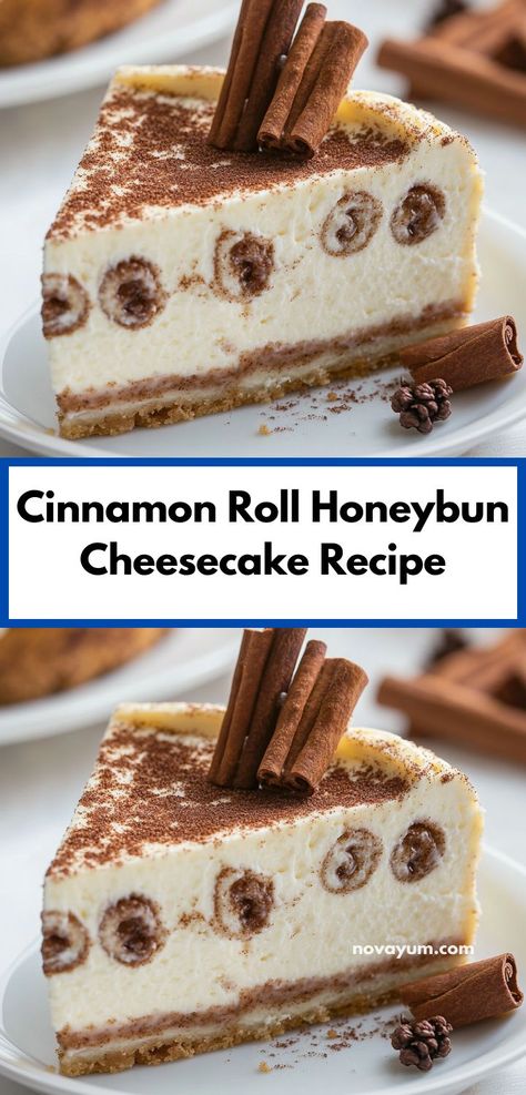 Looking for an unforgettable dessert? This Cinnamon Roll Honeybun Cheesecake Recipe blends creamy cheesecake with warm cinnamon flavors, creating a sweet treat that’s perfect for family gatherings or holiday celebrations. Unique Cheesecake, Cinnamon Roll Crust, Roll Cheesecake, Cinnamon Roll Cheesecake, Rich Cheesecake, Cinnamon Roll Dough, Honey Buns, Creative Desserts, Cinnamon Flavor