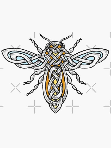 Celtic Drawings, Honey Bee Sticker, Honey Bee Design, Celtic Knotwork Design, Celtic Animals, Celtic Cross Stitch, Celtic Pride, Bee Drawing, Celtic Gods