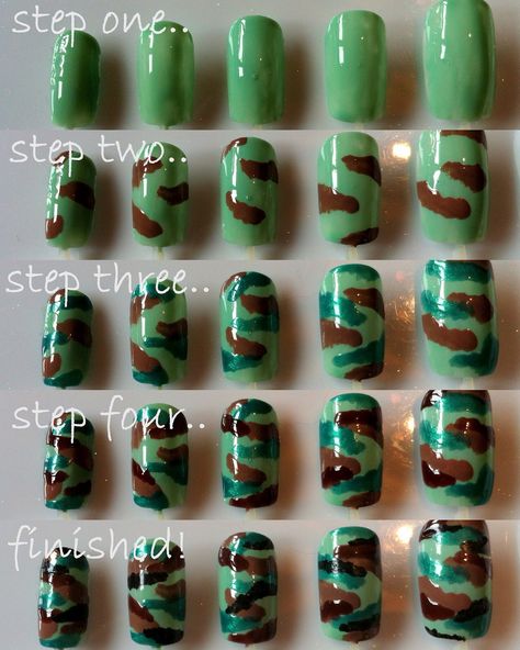 Camo Nail Art, Army Nails, Do It Yourself Nails, Camouflage Nails, Camo Nails, Country Thunder, Design Nails, Diy Nail Designs, I Love Nails