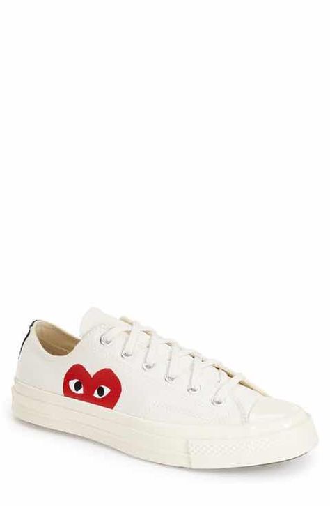 Comme des Garçons PLAY x Converse Chuck Taylor® Low Top Sneaker (Men) Low Cut Converse, Comme Des Garcons Sneakers, Chucks Style, Converse Chuck Taylor Low, Play X Converse, Top Sneakers Women, Strap Sandals Women, Comme Des Garcons Play, Sneaker Men