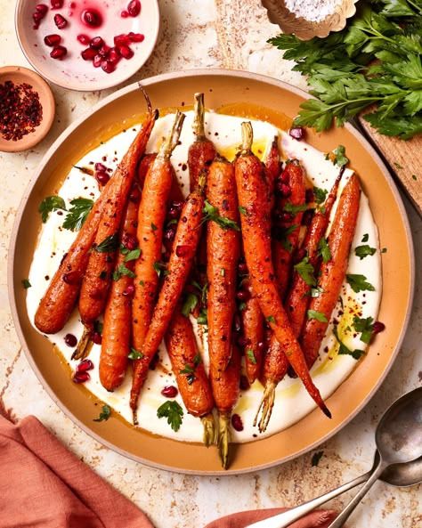 Carrots With Whipped Feta, Spiced Roasted Carrots, Fall Recipes Dinner, Cozy Fall Recipes, Honey Glazed Carrots, Christmas Meals, Spiced Carrots, Aleppo Pepper, Sugar Free Vegan