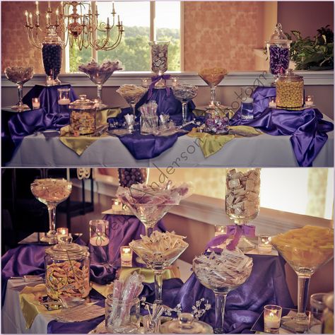 Candy Table pretty purples Henna Party Ideas, Buffet Decorations, Candy Table Ideas, Candy Buffet Ideas, Quince Decor, Above Rubies, Candy Buffet Tables, Candy Tables, Ideas Fiesta