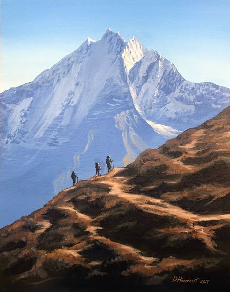 Mount Everest Painting, Nepali Wallpaper, Everest Painting, Everest Mountain, Painting 101, Reference Photos For Artists, Painting Canvases, Indian Painting, Landscape Paintings Acrylic