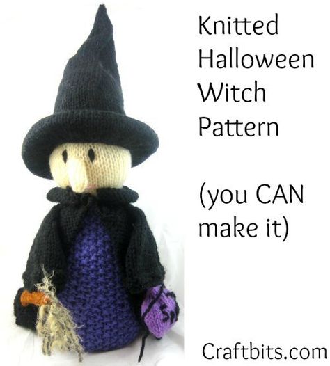 Halloween Witch to gift, to put at a window, to put on a table. Free pattern. Witch Hat Knitting Pattern, Free Knitting Patterns For Halloween, Knitted Witches Hat Pattern, Knit Halloween Patterns, Halloween Witch Knitting Patterns Free, Halloween Knitting Patterns Free, Halloween Knitting Patterns, Halloween Knitting, Kitten Mittens