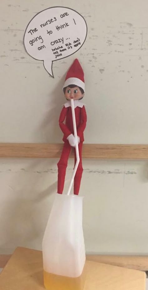 Nursing Elf On The Shelf, Elf On The Shelf Ideas Funny Medical, Elf On The Shelf Ideas For Hospitals, Elf On The Shelf Hospital Edition, Pharmacy Elf On The Shelf, Healthcare Elf On The Shelf, Elf On The Shelf Doctors Office Ideas, Elf On The Shelf Ideas Healthcare, Elf On The Shelf Doctors Office