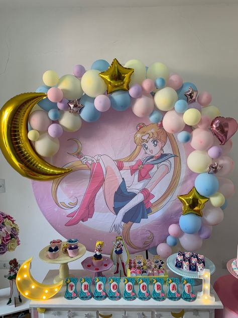 #sailormoon #sailormoonparty #sailormoonfesta Sailor Moon Birthday Decoration, Sailor Moon Birthday Ideas, Sailor Moon 1st Birthday Party, Sailor Moon Gender Reveal, Sailor Moon Themed Birthday Party, Sailor Moon Party Ideas Birthdays, Sailor Moon Decorations, Sailor Moon Party Decorations, Sailor Moon Theme Party