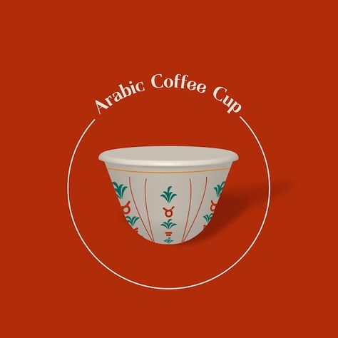 Arabic Coffee Logo, Saudi Illustration, National Saudi Day, Arabic Coffee Cups, Saudi Coffee, Saudi Art, Coffee Cup Illustration, Iot Design, 3d Coffee