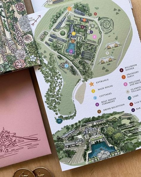 Wedding Map Illustration, Watercolor Wedding Map, Map Invitation, Map Wedding Invitation, Wedding Space, Map Wedding, Illustrated Maps, Art Museum Wedding, Denver Botanic Gardens