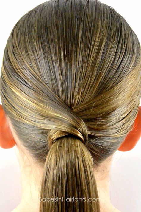 V Wrapped Ponytail - Babes In Hairland Wrap Hairstyle, Latin Hairstyles, Wrapped Ponytail, Ballroom Dancing Hairstyles, Dancesport Hair, Dance Competition Hair, Kids Hairstyles For Wedding, Competition Hair, Ballroom Hair