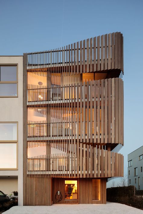 Hotel Facade, Wood Facade, Facade Architecture Design, Residential Building Design, Wood Architecture, Architecture Design Concept, Design Hotel, Building Facade, Facade Architecture