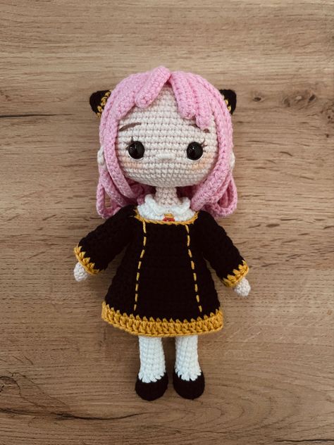 Crochet amigurumi Anya Forger from Spy x family Ania Spy X Family Amigurumi, Crochet Anya Forger, Crochet Spy X Family, Anya Crochet, Anime Amigurumi, Amigurumi Anime, Anime Crochet, Disney Crochet Patterns, Anime Plush