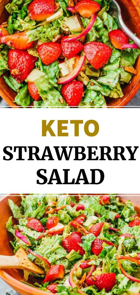 Low Carb Strawberry Salad, Keto Strawberry Salad, Keto Spinach Salad, Keto Fruit Salad Recipe, Fruit Salad Healthy Low Carb, Low Carb Fruit Salad, Keto Green Salad, Keto Fruit Salad, Strawberry Salad Recipe