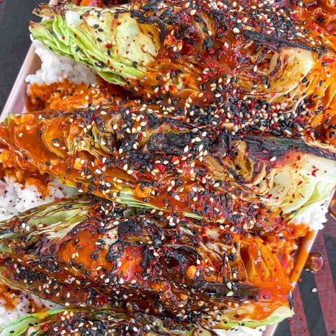 Butter Cabbage, Vegan Munchies, Charred Cabbage, Roasted Plantains, Gochujang Recipe, Buttered Cabbage, Miso Butter, Night Recipes, Food Vegetarian