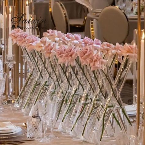 Zt-223 Wedding Decor Supplies Glass Flower Vase 3 Pcs Set Small Centerpiece Rose Flower Cylinder Vase Stand - Buy Glass Flower Vase Stands,Glass Wedding Flower Stands,Decoration Flower Arrangement Stands Product on Alibaba.com Test Tube Wedding Centerpiece, Table Flower Decorations, Wedding Long Table, Candelabra Wedding Centerpieces, Bud Vases Flowers, Candelabra Wedding, Tall Wedding Centerpieces, Vase For Flowers, Shimmer Wall