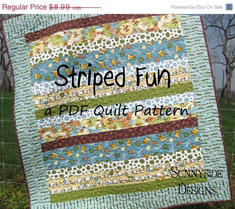 CIJ SALE PDF Quilt Pattern Striped Fun. $8.09, via Etsy. Stripe Quilt Pattern, Kid Quilts Patterns, Quilting Designs Patterns, Baby Quilt Pattern, Machine Quilting Designs, Striped Quilt, Baby Quilt Patterns, Jellyroll Quilts, Pdf Quilt Pattern