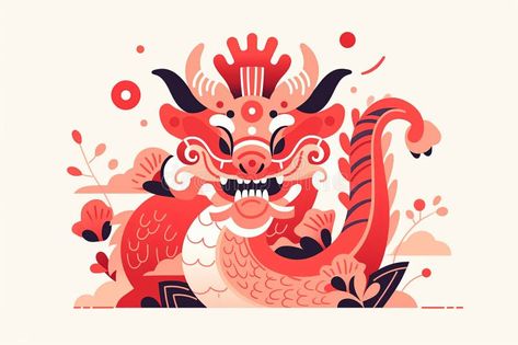 Chinese dragon abstract illustration. Chinese year of the dragon stock photos Chinese New Years, The Year Of The Dragon, Cny Illustration, Asian Illustration, Graphic Dragon, Cny Dragon, Dragon Year 2024, Dragon New Year, Dragon Illustration Art