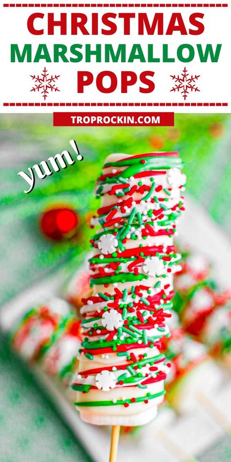 Marshmallow Christmas Treats, Marshmallow Pops Christmas, Easy Christmas Cookies Decorating, Covered Marshmallows, Christmas Party Treats, Christmas Dip, Chocolate Dipped Marshmallows, Treats Christmas, Chocolate Covered Marshmallows