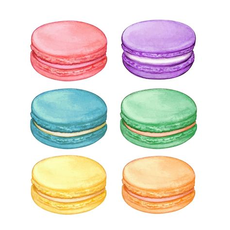 Traditional French Desserts, Pastel Macarons, Cookie Clipart, Macaron Cookies, Craft Label, Watercolor Food, Felt Crafts Diy, French Dessert, Antique Home