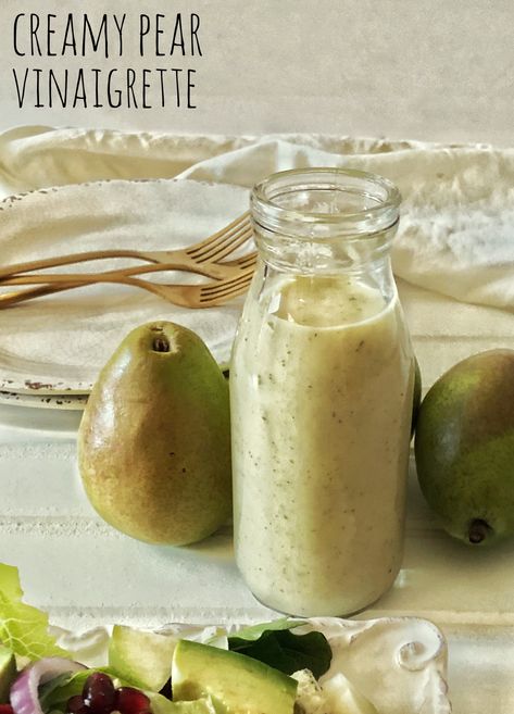 Pear Vinaigrette Dressing, Pear Salad Dressing, Pear Vinaigrette, Pear Gorgonzola Salad, Vegan Salad Dressing Recipes, Iron Ideas, Winter Salads, Canned Pears, Clean Foods