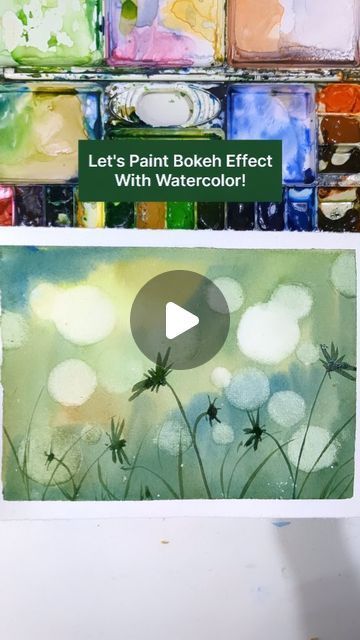 Bokeh Background Painting, Watercolor Drawing Ideas, Bokeh Watercolor, Learning Watercolor, Watercolor Techniques Tutorial, Bokeh Art, Simple Watercolor Flowers, Watercolor Videos, Paint Tutorials