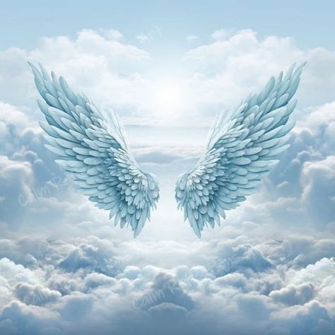 Heaven Images Art, Angelic Background, Angels Background, Angel Background, Angel Wings Photography, Angel Wings Background, Memorial Background, Merry Christmas In Heaven, Emotional Painting