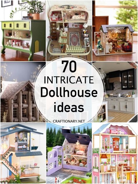 Craft DIY dollhouse with miniature furniture and dollhouse items using tutorials and instructions to make large doll houses for a less budget. Make Dolls House Furniture, Unique Dollhouse Ideas, How To Decorate A Doll House, How To Make Doll House Furniture Out Of Cardboard, Creative Dollhouse Ideas, Cottage Dollhouse Diy, Dollhouse Shingles Diy, Diy Dollhouse Miniatures Projects, Diy Dollhouse Accessories Miniature Tutorials