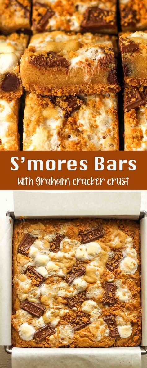 S'mores Cookie Bars are a nostalgic dessert that layers graham cracker crust, rich chocolate, and gooey marshmallows atop a buttery cookie base. Skip the classic campfire s'mores and try them in convenient bar form for a fun treat the whole family will love! Graham Cracker Bars, Smores Cookies Bars, Graham Cracker Dessert, Cracker Dessert, Buttery Cookie, Graham Cookies, Graham Cracker Recipes, Cookie Base, Fresh Fruit Recipes