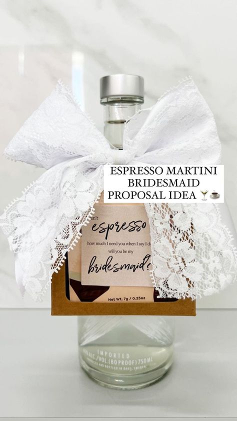 [Idea #2] A unique and inexpensive bridesmaid proposal gift for espresso martini lovers 🤎🍸☕️ this espresso martini kit makes the cutest way to propose to your bridal party without spending an arm and a leg #espressomartini #2024bride #2024brides #engaged #justengaged #bridesmaidproposalbox #bridesmaidproposal #bridalpartygifts #maidofhonorproposal #uniquegiftideas #espressomartinis | Shelby | Gift-in-a-Box Guide | parkspartyplanning · Original audio Coffee Themed Bridesmaid Proposal, Espresso Martini Bridesmaid Proposal, Inexpensive Bridesmaid Proposal, Cute Ways To Propose, Ways To Propose, 30th Bday, Mini Champagne, Coffee Theme, Just Engaged