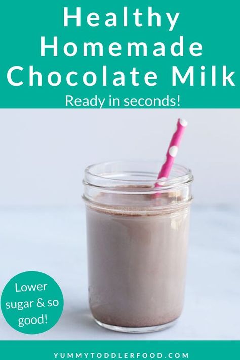 Healthy Chocolate Milk Recipe, Diy Chocolate Milk, How To Make Chocolate Milk, Sugar Free Chocolate Milk, Homemade Chocolate Milk, Healthy Chocolate Milk, Chocolate Milk Powder, Milk Chocolate Recipes, Healthy Snacks To Make