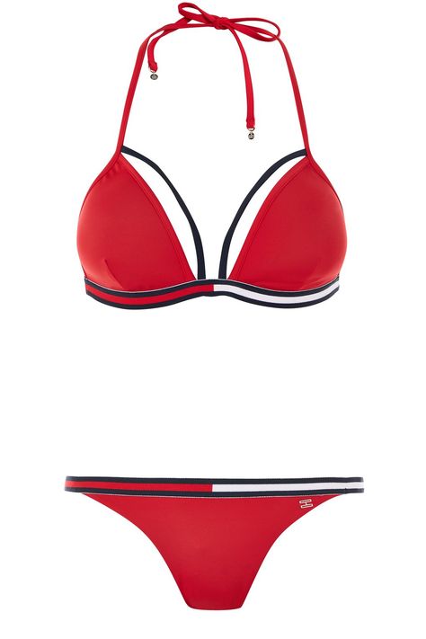 **Triangle Bikini Top and Tanga Bottoms Set by Tommy Hilfiger Band Trip, Sports Fashion Design, Sports Fashion Men, Swimming Costumes, Best Sport, Best Sports Bras, Jeans Accessories, Suit Ideas, Sports Shoes Outfit