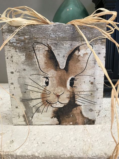 Easter Painting Tutorial, Easter Painting Ideas On Canvas, Easter Paintings On Canvas, Easter Art Painting, Easter Bunny Painting, Easter Decoration Ideas, Easter Paintings, Easter Wood Crafts, Bunny Painting