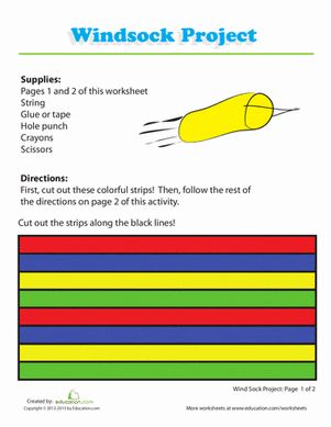 See the wind in action! Little scientists can make and decorate their very own windsocks to hang in the breeze, using this template. Windsock Craft, How To Make Lemonade, Make A Clock, Make A Gingerbread House, 1st Grade Science, School Information, Writing Worksheets, Seasonal Crafts, Little Pigs