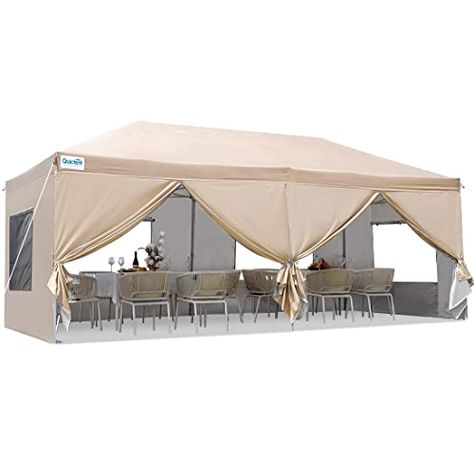 Quictent Privacy 10x20 ft Pop up Canopy with Sidewalls Ez up Canopy Tent Instant Shelter with Mesh Window for Outdoor Event-(Begie) Party Canopy, Tent Party, Canopy Tent Outdoor, Backyard Canopy, Instant Canopy, Wedding Canopy, Canopy Shelter, Shelter Tent, Pop Up Canopy Tent