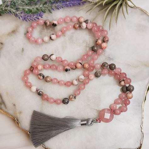 Multiple new Malas have been added to my website recently including this Rose Quartz and Pink Zebra Jasper Mala. What stones would you love to see in one of these necklaces? #beadandpine #crystaljewelry #crystalshop #malanecklace #rosequartzjewelry #beadedjewelry #gemstonejewelry Zebra Jasper, Rose Quartz Jewelry, Pink Zebra, Mala Necklace, Crystal Shop, Crystal Jewelry, Rose Quartz, Gemstone Jewelry, Beaded Jewelry