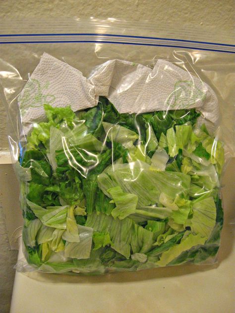 Great money-saving tip for long term storage of fresh lettuce. I learned this trick from my mom. She would wrap it in paper towels and press down on the top of the bag as she closed it to get the most air out of it. Most have lasted a month or more! Salad Coleslaw, Ziploc Bag, Salad Pasta, Sugar Level, Paper Towels, Baking Tips, Food Store, Blood Sugar, Fruits And Veggies