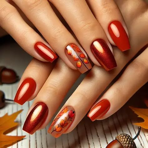 30 Trending Burnt Orange Fall Nails 2024 Burnt Orange Acrylic Nails, Red And Orange Nails, Burnt Orange Nails Fall, Burnt Orange Fall Nails, Orange Nails Design, Orange Fall Nails, Burnt Orange Nails, Christmas Song Trivia, Orange Acrylic Nails