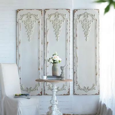 BLUE COTTAGE FALL | Shop Sales Events Antique Farmhouse Old Fashioned Decor, French Country Wall Decor, French Country Living Room, Shabby Chic Crafts, Decorative Wall Panels, Panel Wall Art, White Wall Art, Antique Farmhouse, White Paneling