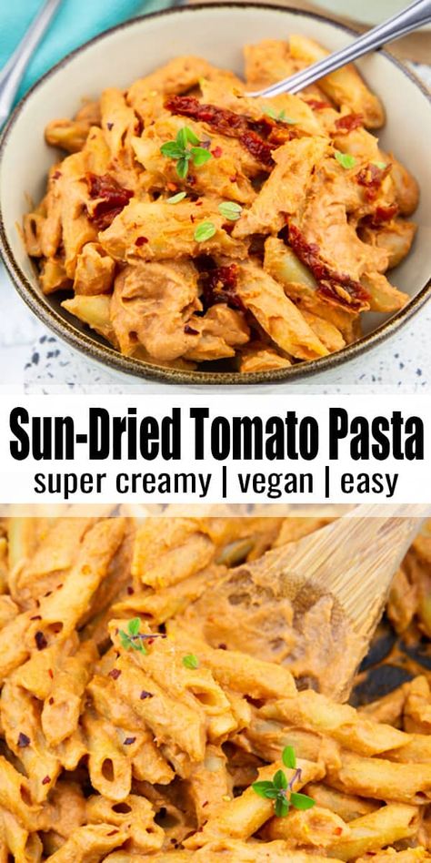 Spicy Sun Dried Tomato Pasta, Dried Tomato Pasta, Sun Dried Tomato Pasta, Vegan Pasta Sauce, Creamy Tomato Pasta, Vegan Pasta Dish, Sun Dried Tomato Sauce, Resep Pasta, Dairy Free Pasta