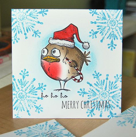 Christmas Made Easy Part 2... Crazy Birds Christmas Cards, Tim Holtz Crazy Birds Stamps, Tim Holtz Crazy Birds Cards, Tim Holtz Crazy Birds, Tim Holtz Stamps, Tim Holtz Cards, Crazy Bird, Bird Stamp, Santa's Little Helper