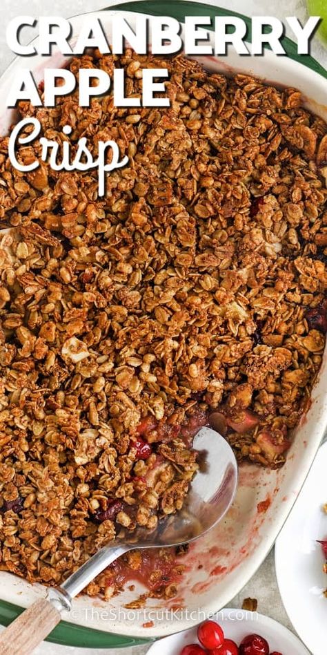 Sweet and tart apple cranberry crisp is a delightful festive dessert. Apple Cranberry Crisp Recipe, Cranberry Crisp, Apple Cranberry Crisp, Festive Desserts, Apple Cranberry, Streusel Topping, Fresh Cranberries, Apple Crisp, Food Food