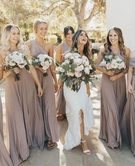 Bridesmaids in light brown color pallete - light brown bridesmaid dress Mauve Bridesmaid Dresses, Kim Wedding, Mauve Bridesmaid, Mauve Bridesmaid Dress, Bridesmaid Dresses Uk, Dusty Rose Bridesmaid Dresses, Mauve Wedding, Rose Bridesmaid Dresses, Dusty Rose Wedding