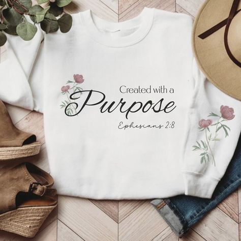 🌺Blossom in faith with our "Created With A Purpose Floral Christian Sweatshirt." 🎨🙏 Elevate your style with a unique design sleeve sweatshirt, celebrating Ephesians 2:10 – your divine purpose! 💪 Empowering women through fashion, because every day is an opportunity to live out your faith. 🌟 #FaithSweatshirt #ChristianEmpowerment #WomenWithPurpose 🌼 Created With A Purpose, Divine Purpose, Ephesians 2, Christian Sweatshirt, Empowering Women, Sweatshirt Designs, Women Empowerment, San Jose, Unique Design